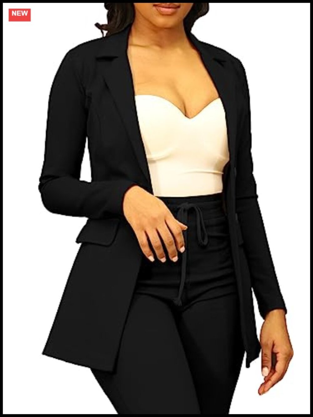 Long Sleeve Work Blazer Notch Lapel Single Breasted Suit Jacket